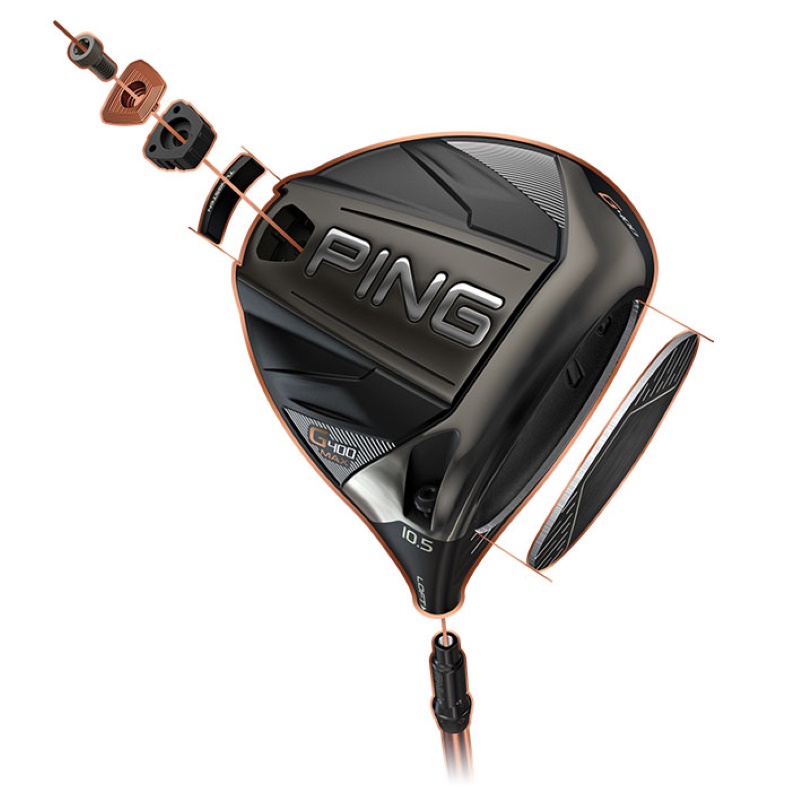 Gậy golf Ping G400 Max driver có thiết kế tối ưu khoảng cách bóng